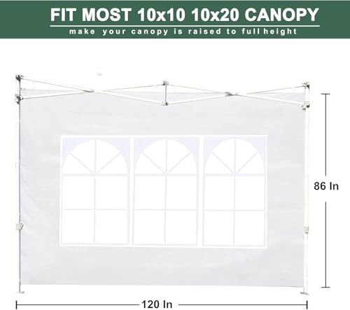 Church Window Canopy Sidewalls for 10x10 Pop Up Canopy 99% UV Protection, Waterproof, 3 Pcs Sidewalls Only,(White)
