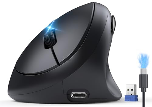TECKNET Ergonomic Mouse, Bluetooth Wireless Vertical Mouse, Rechargeable Battery, Quiet Clicks, 4800 DPI Adjustable, BT5....