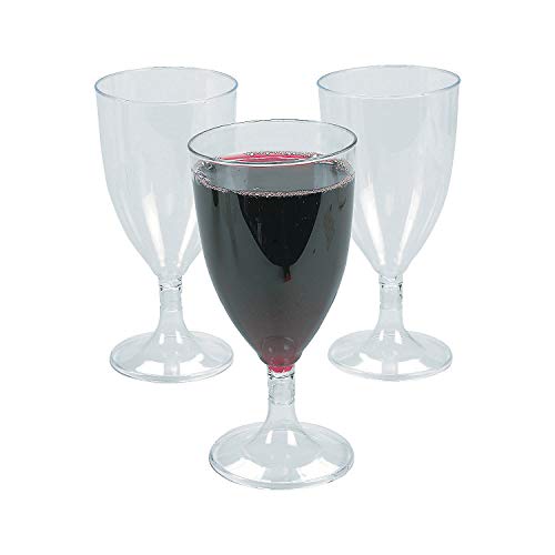 Fun Express Plastic Wine Glasses (25 disposable cups) Bulk Party Supplies and Drinkware