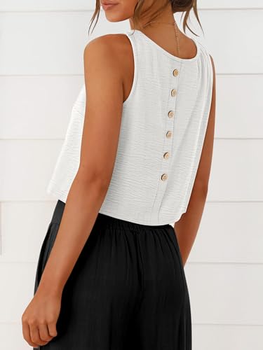 ANRABESS Women Crop Tank Tops High Neck Sleeveless Linen Shirts 2026 Summer Outfits Casual Blouse Beach Vacation Clothes