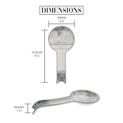 Pavilion Gift Company - Memories Made - Pine Cone 9.25" Stoneware Ceramic Spoon Rest Woodsy Outdoorsy Adventure Cabin Camp...