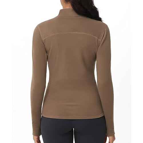 THE GYM PEOPLE Women's Mock Turtleneck Long Sleeve Shirts Fleece Thermal Underwear Pullover Tops with Thumb Hole