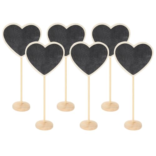 Mini Chalkboard Signs, 6Pcs Small Chalkboard with Easel Stand Wooden Heart Shaped for Food Labels Party Weddings Message B...