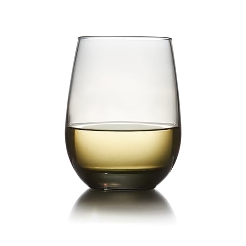 Libbey 231SM Stemless Wine Glasses Set of 12, Moonstone Grey, Restaurant Quality Red and White Wine Glasses, Drinking Glasses Set for Large Gatherings