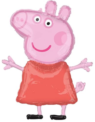 Anagram Peppa and George 3rd Birthday Party Supplies Pig Foil Balloon Bouquet Decorations, BQ_4283