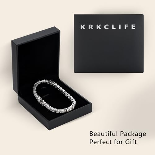 KRKCLIFE Tennis Bracelet for Women Men, 6.5/7/7.5/8 Inch Hypoallergenic Classic Round AAAAA Cubic Zirconia 14K Gold Plated, 3-5mm Width, Anniversary Birthday Gifts for Her Him Husband Wife Mom