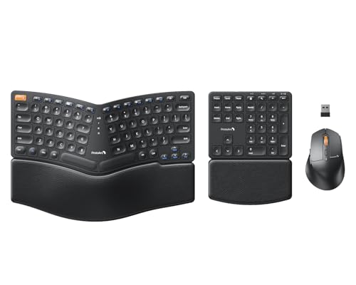 ProtoArc Ergonomic Keyboard Mouse, EKM04 2.4GHz USB Wireless Ergo Keyboard Mouse Combo with Separate Numeric Keypad, Split...