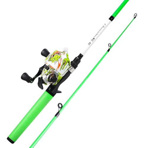 Sougayilang Spincast Reel and 2-Piece Fishing Rod Combo, 6FT Rod with Pre-Spooled Line Stainless Steel Guide, SuperPolymer...