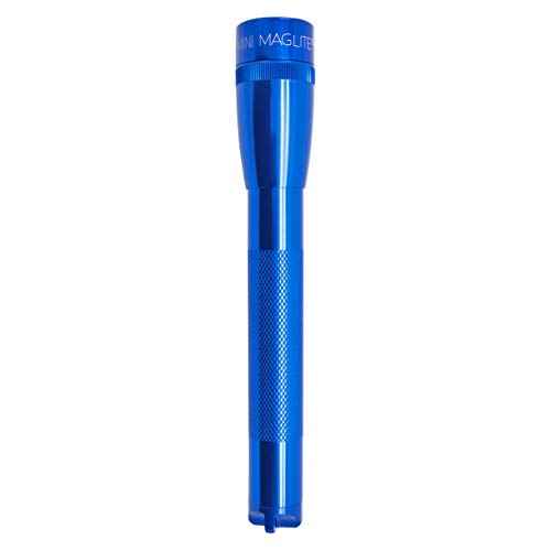 MagLite Mini LED Flashlight - Ultra Bright 127 Lumens, Adjustable Beam, Water-Resistant IPX4, Shock Resistant, 2 Power Modes, includes 2 AA Premium Alkaline Batteries - (Combo Pack, Blue)