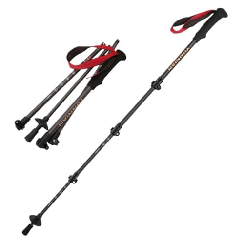 Jahreszeit Carbon Fiber Trekking Pole - Ultralight Collapsible Walking Stick for Hiking with Adjustable Quick Flip Locks a...