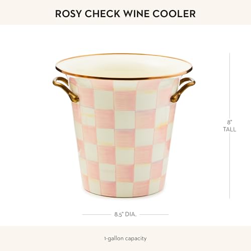 MACKENZIE-CHILDS Wine Cooler, Champagne and Wine Bucket, Ice Bucket, Pink-and-White Rosy Check
