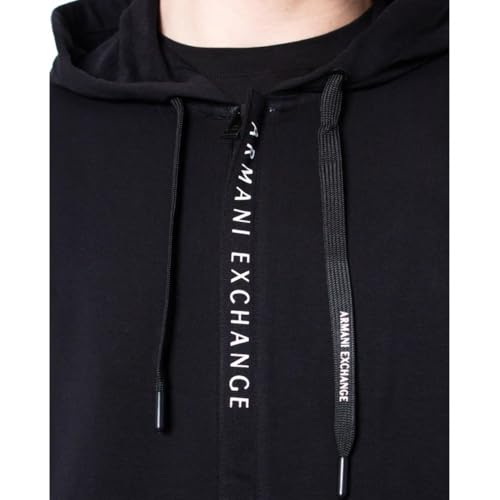 Armani Exchange Men's Logo Regular Fit Stretch Cotton Zip Up Hooded Sweatshirt, Black, Small