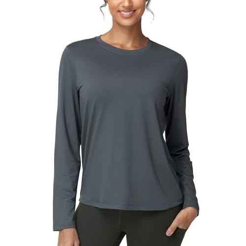THE GYM PEOPLE Women's Long Sleeve Soft Workout Shirts Basic Crewneck UPF 50+ Sun Lightweight Fall Athletic Running Tops