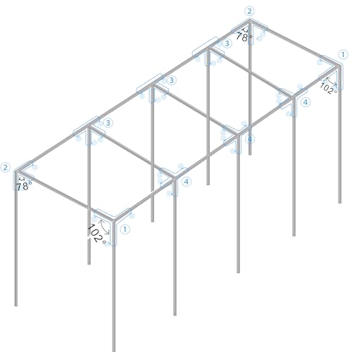 Aoneky 1 3/8'' Slant Roof Corner Canopy Fitting Couplers Kit - Frame Carport Connectors for 4 6 8 10 Leg (10 Leg Kits)
