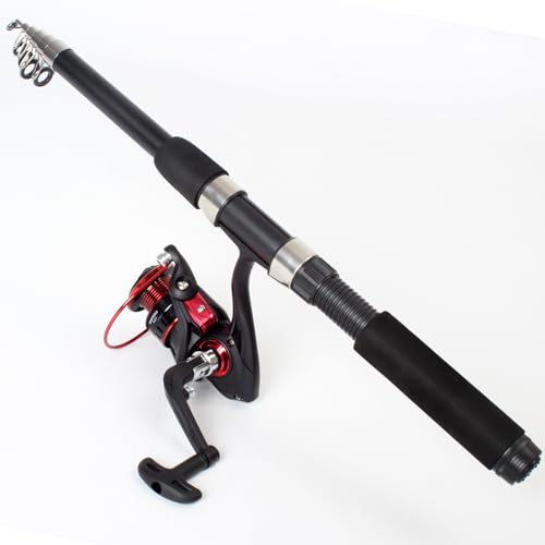 Fishing Rod and Reel Combo Set - 2PCS 6.89ft Collapsible Carbon Fiber Rods with Spinning Reels Fishing Lures Carrier Bag f...