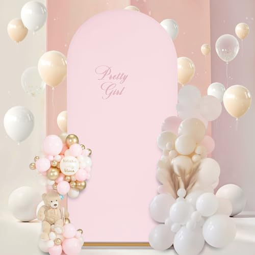SoarDream Pink Spandex Arch Cover 6FT Wedding Arch Backdrop Cover Stretchy Backdrop Chiara Wall Arch Stand Cover for Weddi...