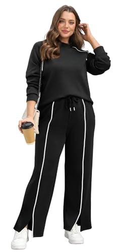 WIHOLL Lounge Sets for Women 2 Piece Fall Outfits 2025 Wide Leg Pant Matching Sets Womens Clothing