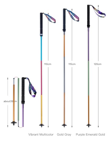 3 Section Trekking Poles Lightweight Aluminium Walking Poles Adjustable Trekking Sticks Collapsible Sticks 2pcs