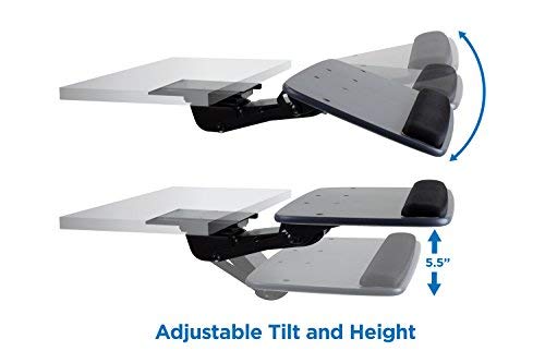 Mount-It! Under Desk Keyboard Tray, Adjustable Keyboard and Mouse Drawer Platform with Ergonomic Wrist Rest Pad, 17.25" Track (MI-7137)
