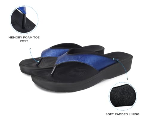Aerothotic Arch Support Flip Flops for Women Comfortable Orthopedic Cushioned Memory Foam Footbed with Faux Leather Padded...