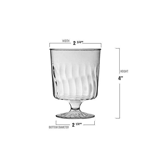 Elegant Clear Plastic Pedestal Wine Glasses - 8 oz. (Pack of 10) - Perfect for Celebrations, Gatherings, and Everyday Dining