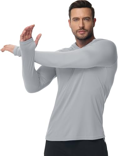 Boladeci Men's UPF 50+ Sun Protection Lightweight Hoodie Shirts Long Sleeve Fishing Shirts SPF UV Hiking Swim