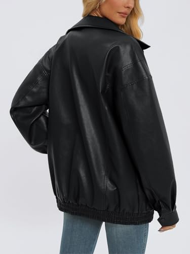 AUTOMET Women's Oversized Leather Jackets Faux Suede 2026 Fall Zip Up Motorcycle Coats Blazer Jackets for Women Outfits
