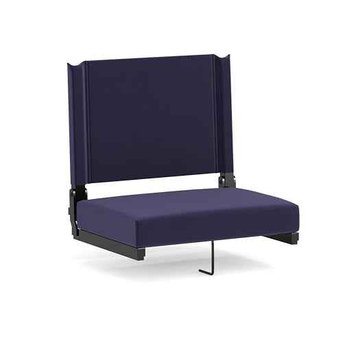 Flash Furniture Grandstand Portable Stadium Seat for Bleachers or Benches, Folding Padded Stadium Chair with Carrying Handle, 500 lb. Weight Capacity, Navy