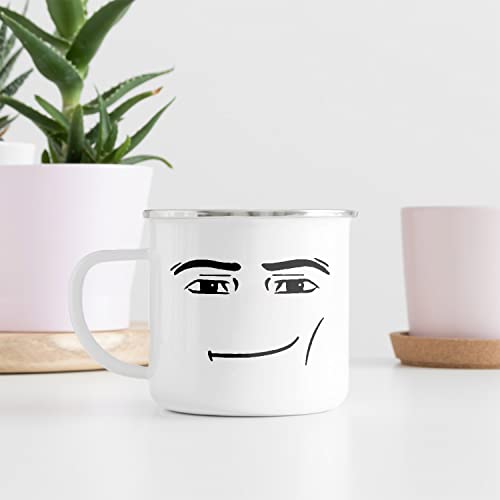 Serious Guy Face Camping Mug - Gamer Mug - Best Idea Gift - 12 oz Enamel Campfire Mugs, Gifts For Friends And Coworkers
