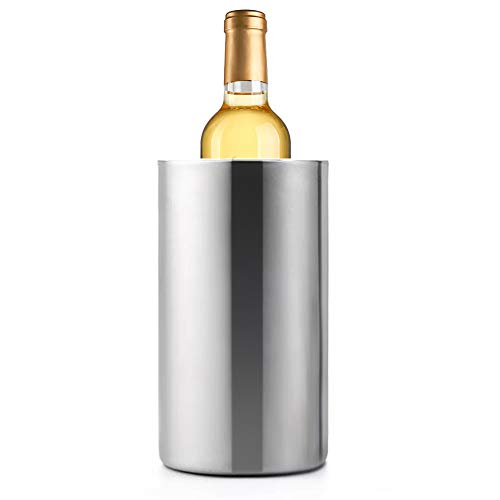 Jolitac Wine Chiller Bucket, Stainless Steel Double Wall Wine Cooler Bucket, Keeps Cold for Hours Wine Bottle Cooler Chill...