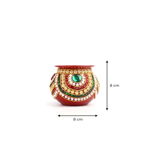 Tarini Gallery Karwa Chauth Thali Set Bowl with Kalash and Channi Decorated Steel Plate Platter with Essential Pooja Artic...