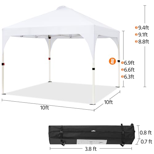 Yaheetech 10x10 Pop Up Canopy Tent with Vent, Easy Set Up Tent, Instant Sun Shelter Canopy with Wheeled Bag, 4 Sandbags, 1...