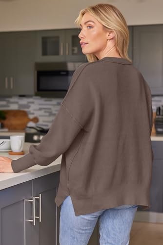 LILLUSORY Women's Oversized Batwing Sweaters 2025 Fall Outfits Trendy Crewneck Knit Side Slit Fashion Pullover Tops