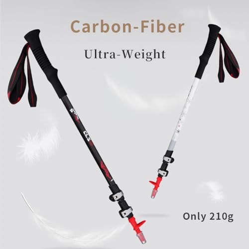 Carbon Fiber Trekking Poles, Ultra Lightweight Collapsible Hiking Poles with Quick Adjustable Flip Lock & EVA Non-Slip Handle
