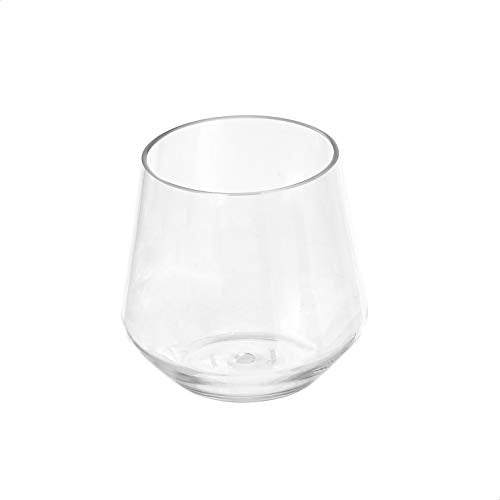 Amazon Basics Tritan BPA-Free Plastic, Dishwasher Safe, Stemless Wine, Shatterproof, 14-oz, Clear, Set of 4