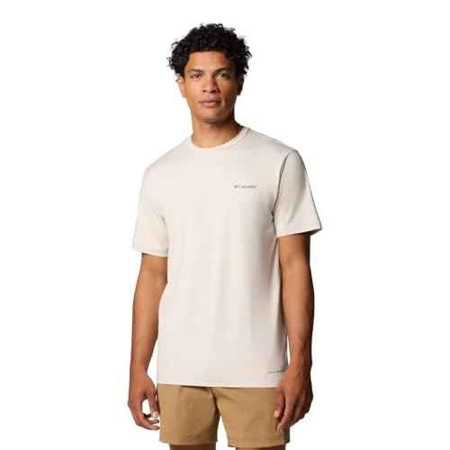 Columbia Men's Kwick Hike Back Graphic Short Sleeve Tee, Dark Stone Heather/Linear View Multi, X-Large