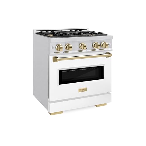 ZLINE Autograph Edition 30 in. 4.2 cu. ft. Classic Gas Range with 4 Burner Cooktop and Convection Gas Oven in Satin Stainl...