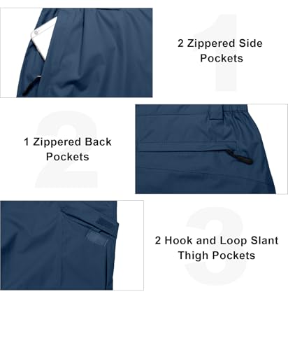 Men's Breathable Rain Pants Lightweight Waterproof Windproof Pants for Hiking Fishing Outdoor