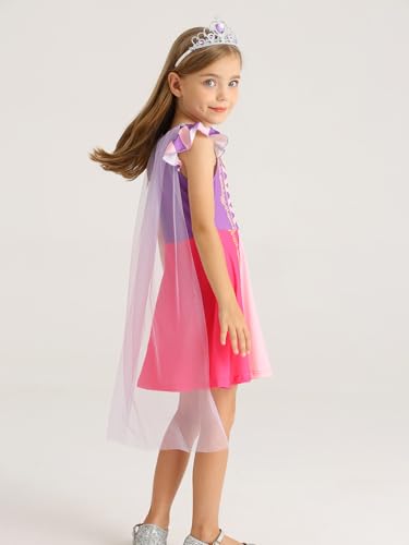 WonderBabe Princess Dress With Cape Girls Christmas Birthday Party Cosplay Costume Toddler Ruffle Sleeve Fancy Outfit Gift