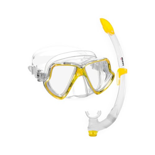 Mares Adult Combo Wahoo Snorkeling Gear Set, Double-Lens Wide Vision Mask, Ergonomic Fiji Snorkel w/Flexible Tube & Silico...