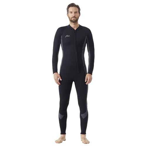 Hevto Wetsuits Men 3/2mm Neoprene Front Zip Shorty Full Wet Suit in Cold Water for Swimming Surfing Diving Keep Warm