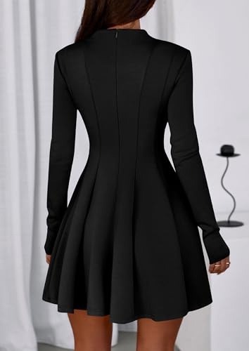 PRETTYGARDEN Fall Dresses for Women Elegant Classy 2026 Casual Long Sleeve Swing A Line Ruffle Short Homecoming Party Dress