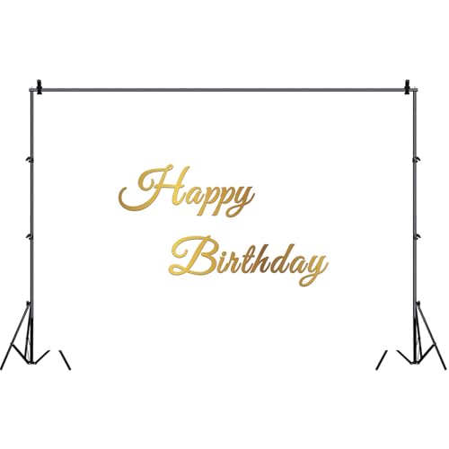 deFouliao Happy Birthday Backdrop 7x5ft Simple Gold Happy Birthday Banner Photography Background for Kids Adults Girl Boy ...