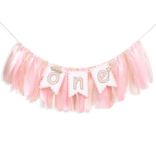 Tutu Highchair Banner For 1st Birthday - Pink 1st Highchair Garland Decoration, Princess 1st Birthday Party, Pink Tutu Ski...