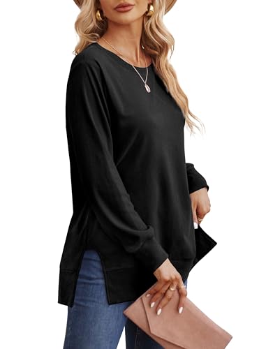 Sweatshirt for women Side Split Fall Fashion 2025 Long Sleeve Shirts Trending Now