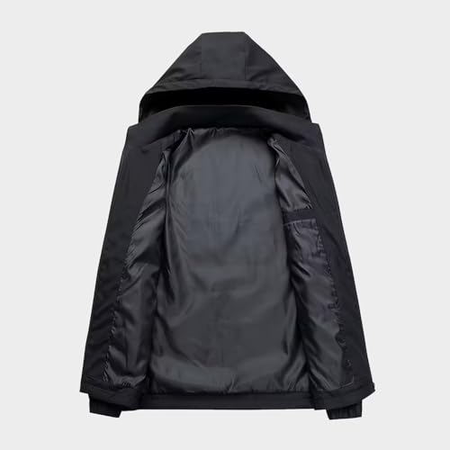 Men’s Hooded Coat featuring Zipper Pockets, Casual Sport Style, Polyester Lining, Suitable for Spring & Fall Casual Use