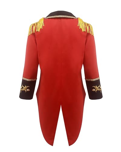 Kids Ringmaster Costume Circus Ring Master Cosplay Vest-Front Coat Outfit Halloween Dress Up 3-12 Years