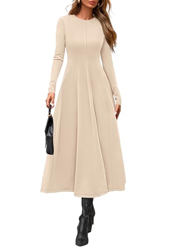 PRETTYGARDEN Cocktail Dresses for Women 2026 Elegant Classy Fall Long Sleeve Midi A Line Flowy Modest Winter Party Dress
