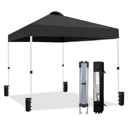 10x10 Heavy Duty Pop Up Canopy Tent, Easy Setup Instant Outdoor Canopy with Vented Top and Wheeled Bag, Bonus 8 Stakes and...