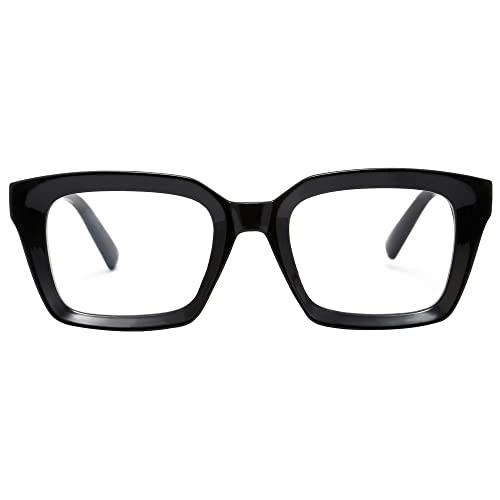 Kursan Classic Non Prescription Clear Lens Black Glasses for Women Men Thick Square Frame Eyeglasses
